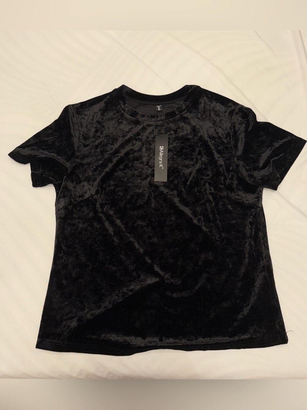 allegra k black crushed velvet t-shirt